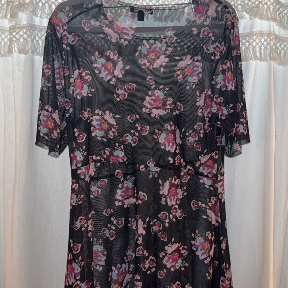 Lane Bryant Black Mesh Top - Picture 2 of 3